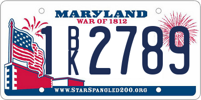 MD license plate 1BK2789