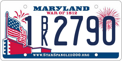 MD license plate 1BK2790