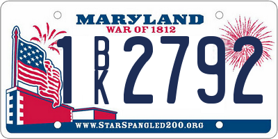 MD license plate 1BK2792
