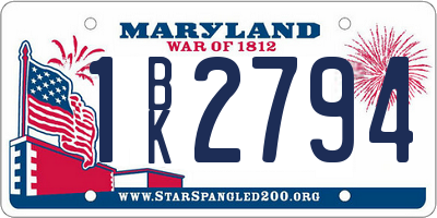 MD license plate 1BK2794