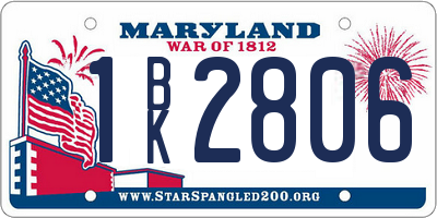MD license plate 1BK2806