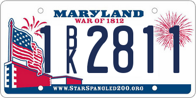 MD license plate 1BK2811