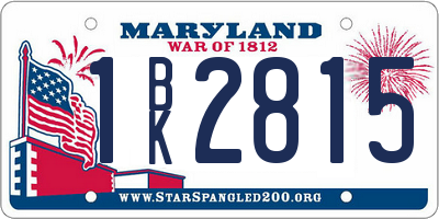 MD license plate 1BK2815