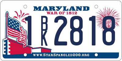 MD license plate 1BK2818