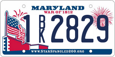 MD license plate 1BK2829