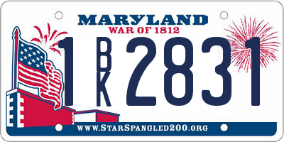 MD license plate 1BK2831