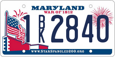MD license plate 1BK2840