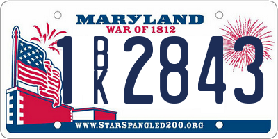 MD license plate 1BK2843