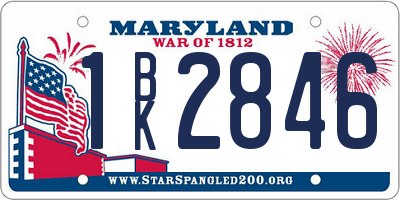 MD license plate 1BK2846
