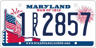 MD license plate 1BK2857