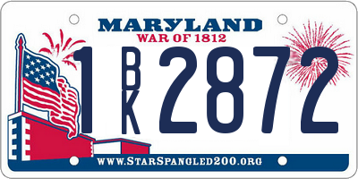 MD license plate 1BK2872