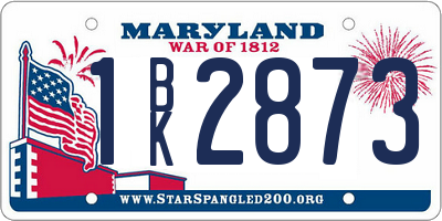 MD license plate 1BK2873