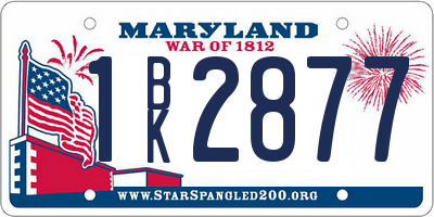 MD license plate 1BK2877