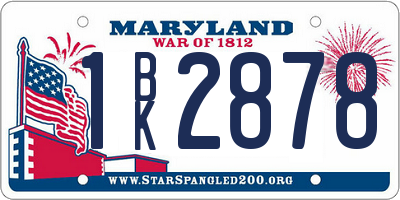 MD license plate 1BK2878