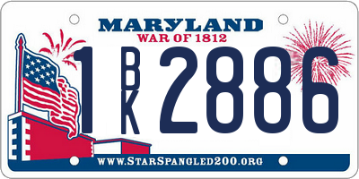 MD license plate 1BK2886