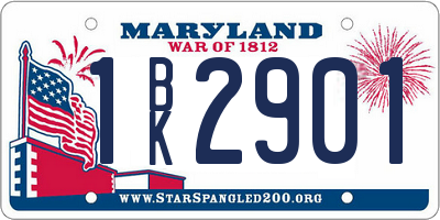 MD license plate 1BK2901