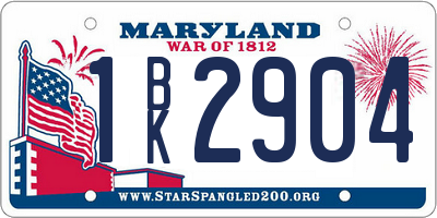 MD license plate 1BK2904