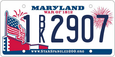 MD license plate 1BK2907