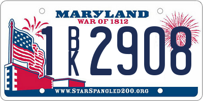 MD license plate 1BK2908