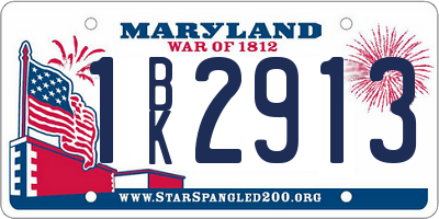 MD license plate 1BK2913