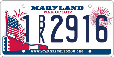 MD license plate 1BK2916