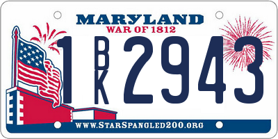 MD license plate 1BK2943