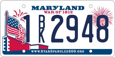 MD license plate 1BK2948