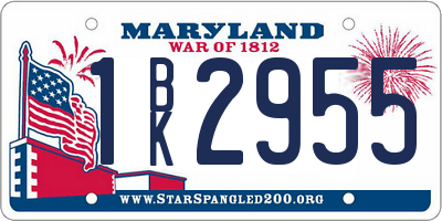 MD license plate 1BK2955
