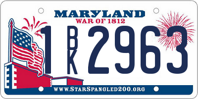 MD license plate 1BK2963
