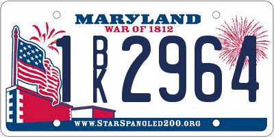 MD license plate 1BK2964