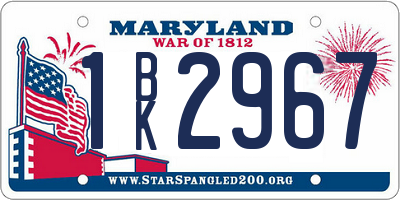 MD license plate 1BK2967