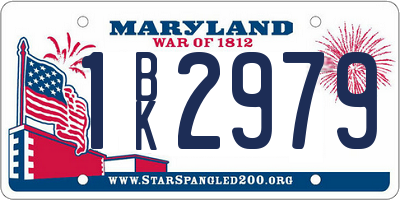 MD license plate 1BK2979
