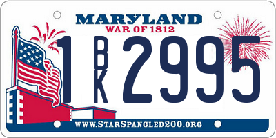 MD license plate 1BK2995