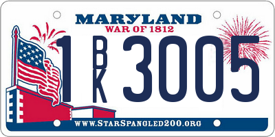 MD license plate 1BK3005