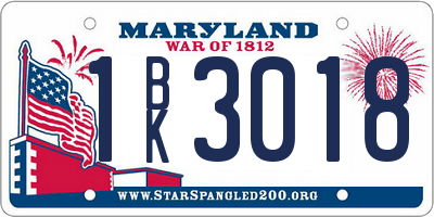 MD license plate 1BK3018
