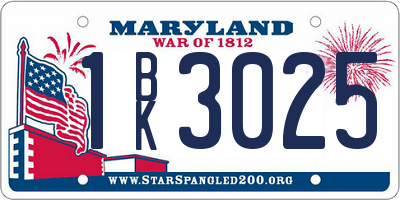 MD license plate 1BK3025