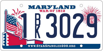 MD license plate 1BK3029