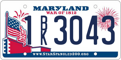 MD license plate 1BK3043