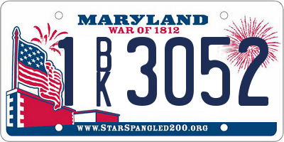 MD license plate 1BK3052