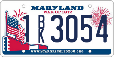 MD license plate 1BK3054