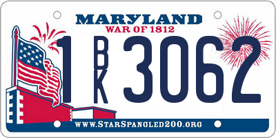 MD license plate 1BK3062