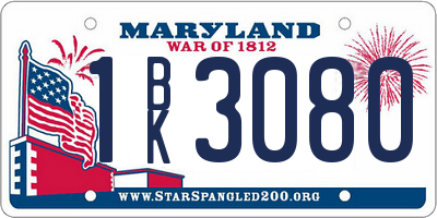 MD license plate 1BK3080
