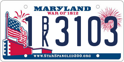 MD license plate 1BK3103