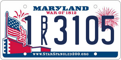 MD license plate 1BK3105