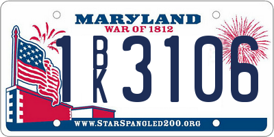 MD license plate 1BK3106