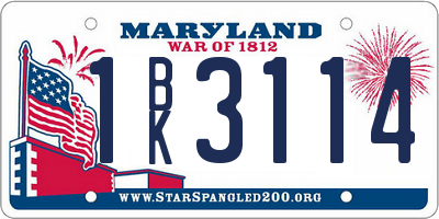 MD license plate 1BK3114