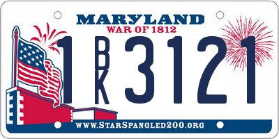 MD license plate 1BK3121