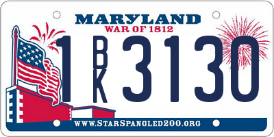 MD license plate 1BK3130