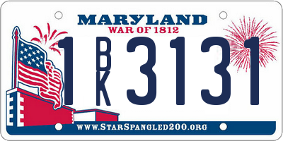 MD license plate 1BK3131