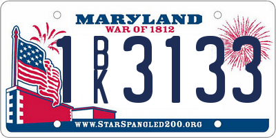 MD license plate 1BK3133